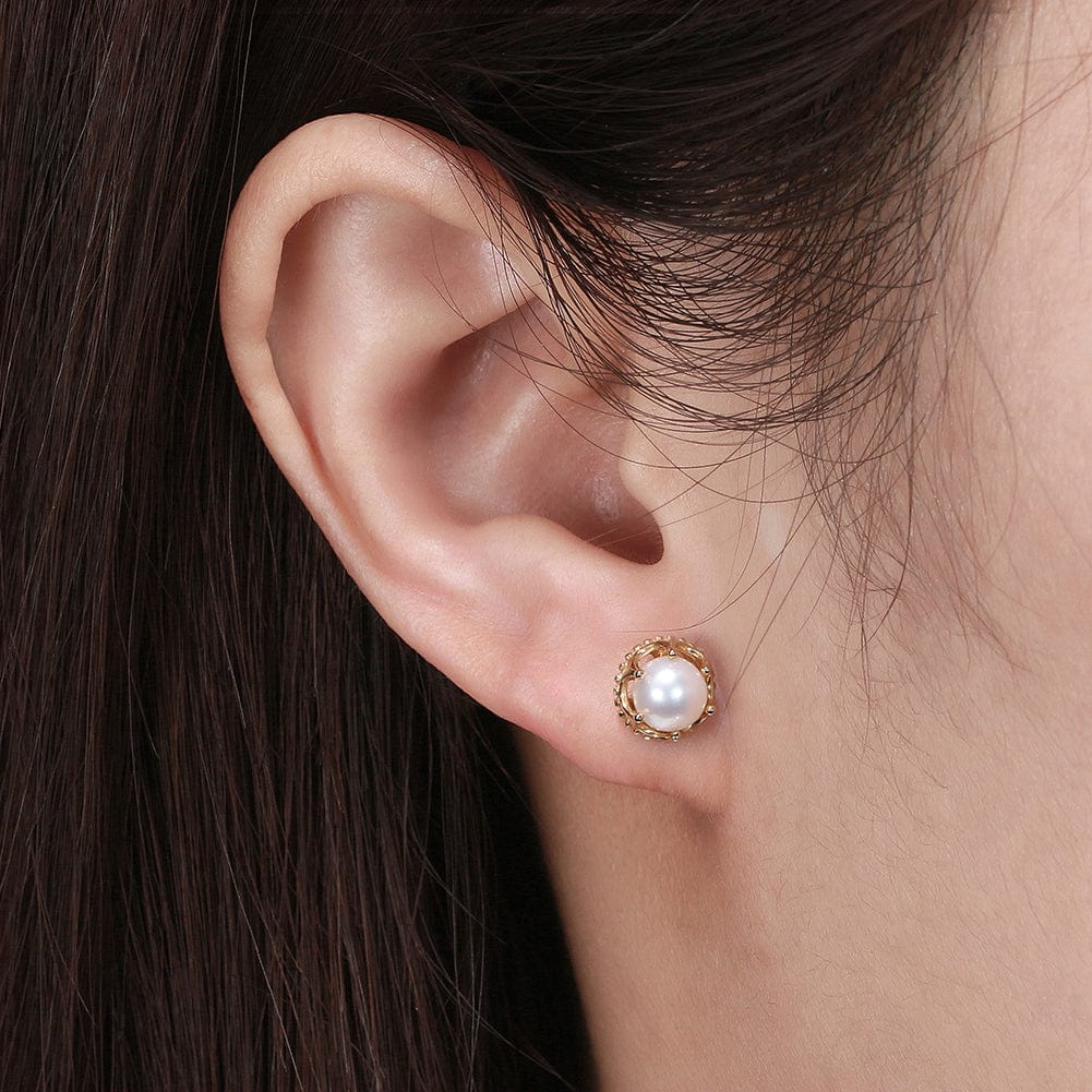 Organic Pearl Drop Earrings | Delicate Pearl Dangle Earrings | IB Jewelry